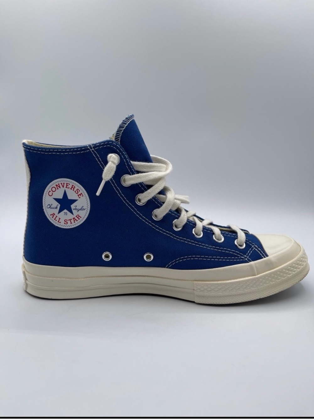 Comme des Garçons PLAY x Chuck 70 High Blue Quartz Men’s Size 5 / Women’s Size 7 - Picture 2 of 7